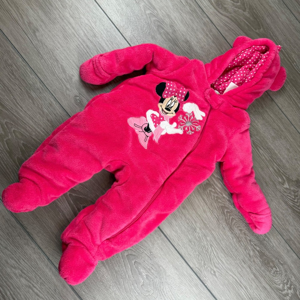 Disney Baby Girls Minnie Mouse Fleece Padded Snowsuit Pink 6M